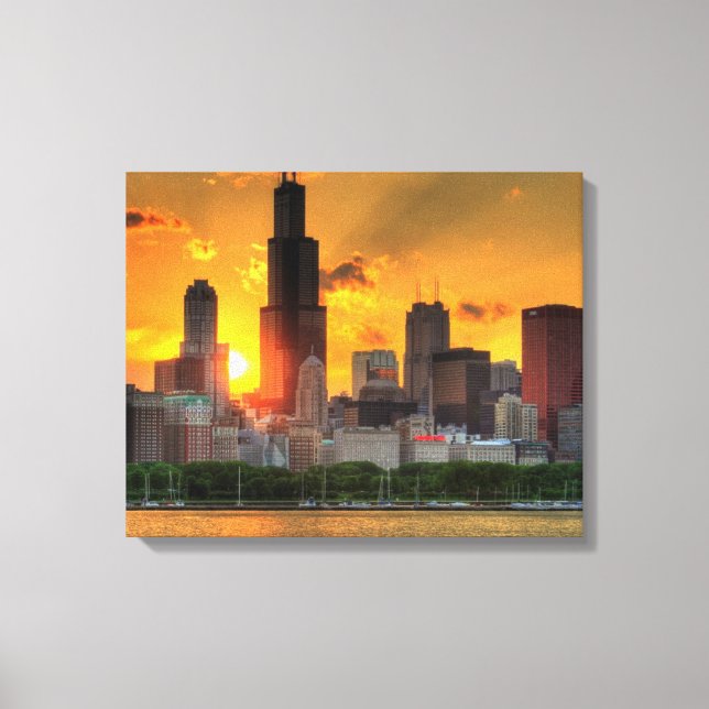 Visa Chicagoskyline från Adler Canvastryck (Framsida)