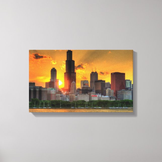 Visa Chicagoskyline från Adler Canvastryck (Framsida)