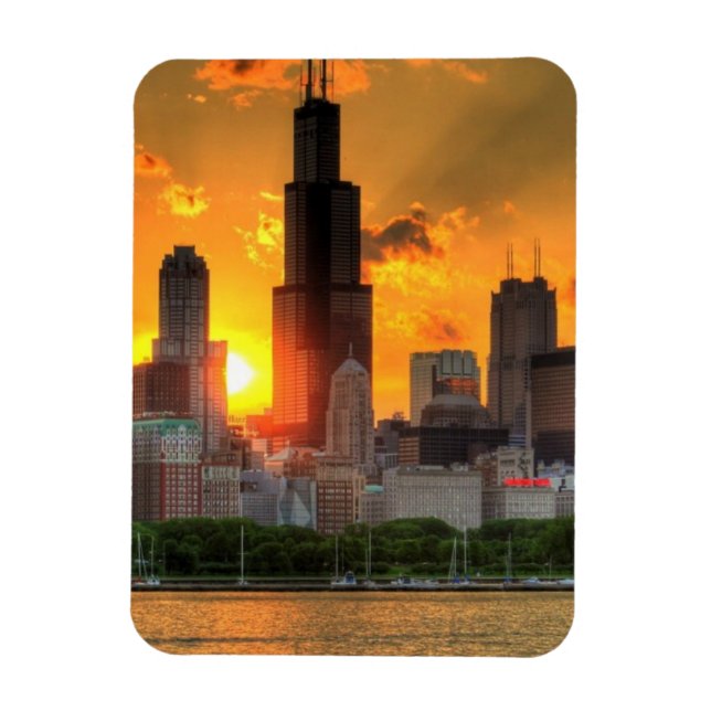 Visa Chicagoskyline från Adler Magnet (Vertikal)