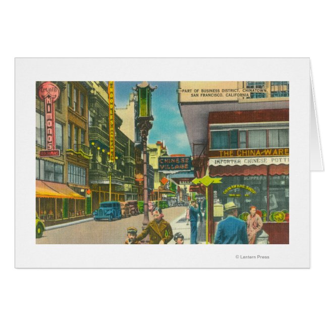 Visa Chinatown Business Section Hälsningskort (Framsidan Horizontal)