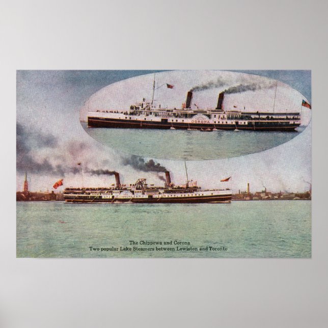 Visa Chippewa och Corona Steamers Poster (Framsidan)