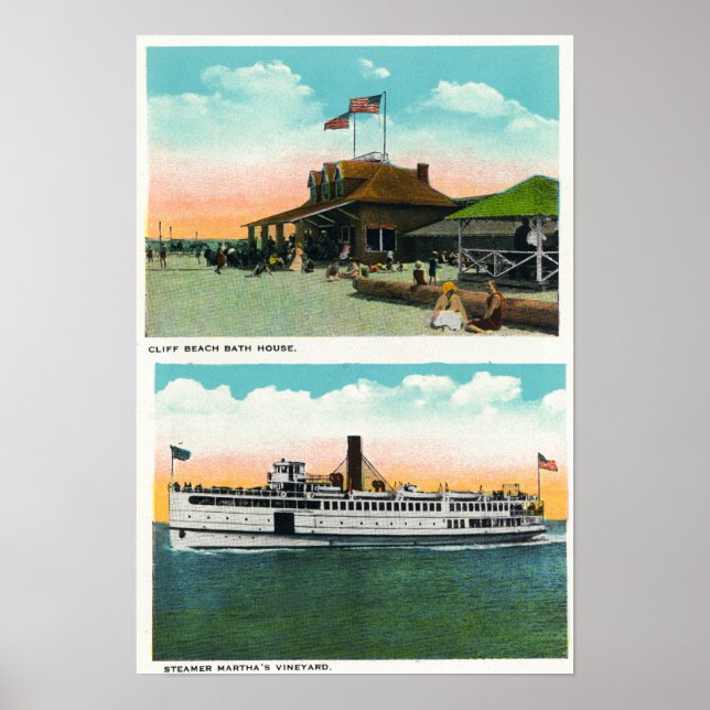 Visa Cliff Beach Bath House Poster (Framsidan)