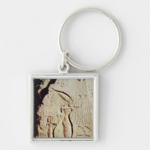 Visa den Amenophis droppen, Nefertiti och dottern Fyrkantig Silverfärgad Nyckelring