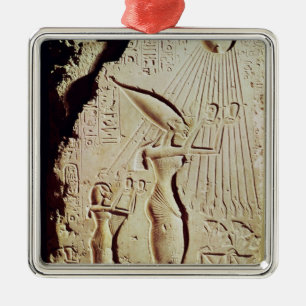 Visa den Amenophis droppen, Nefertiti och dottern Julgransprydnad Metall