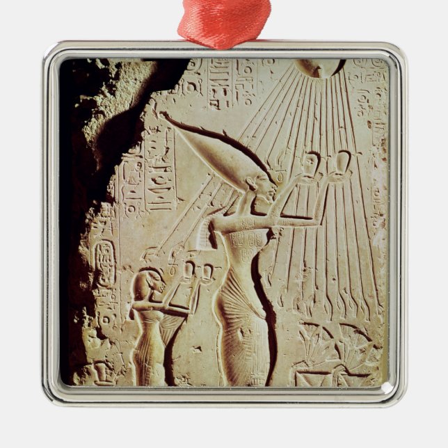 Visa den Amenophis droppen, Nefertiti och dottern Julgransprydnad Metall (Framsidan)