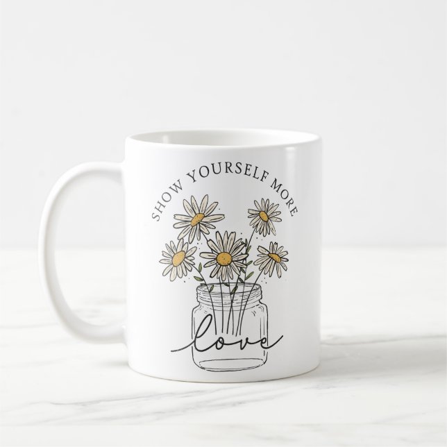 Visa dig själv mer kärlek kaffemugg (Vänster)