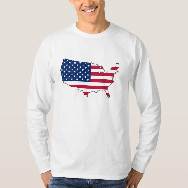Visa din patriotism! USA karta & flagga Tee (Framsida)