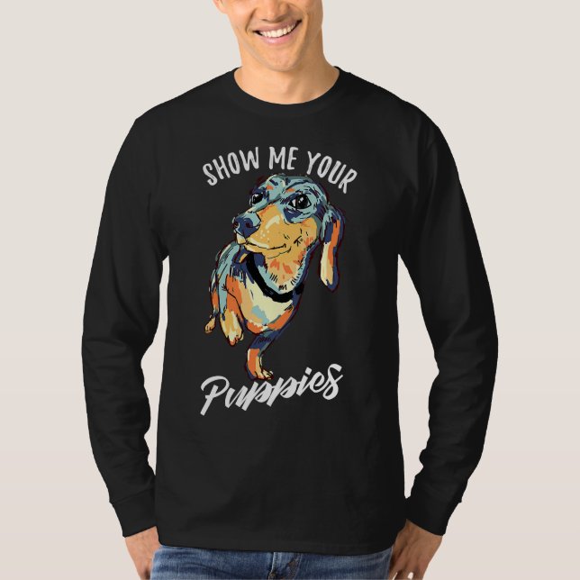 Visa dina hundvalpar på Dachshund T Shirt (Framsida)