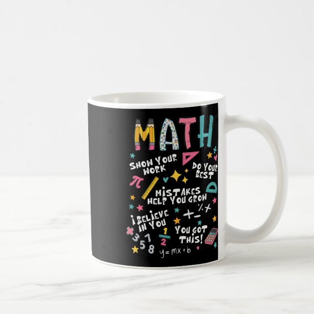 Visa Ditt Arbete Rolig Matematiklärare Första Dage Kaffemugg (Höger)