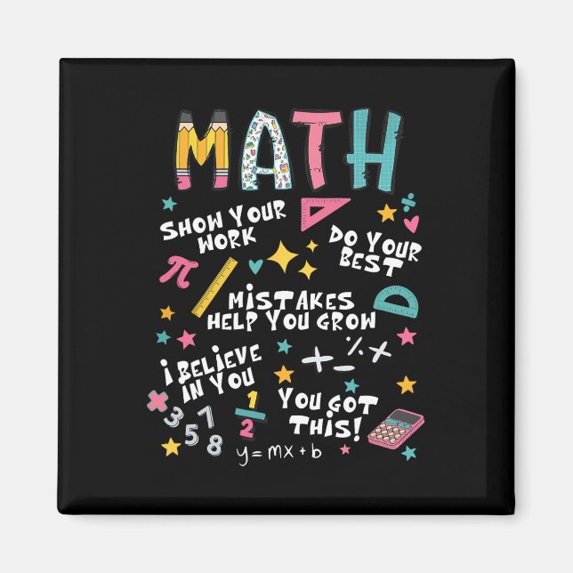 Visa Ditt Arbete Rolig Matematiklärare Första Dage Magnet (Framsidan)