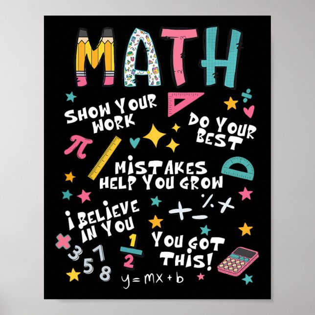 Visa Ditt Arbete Rolig Matematiklärare Första Dage Poster (Framsidan)