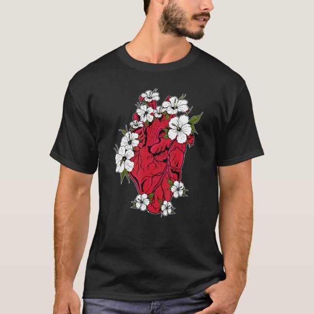 Visa ditt Kärlek Blommigt Doktor Anatomiskt hjärta T Shirt (Framsida)