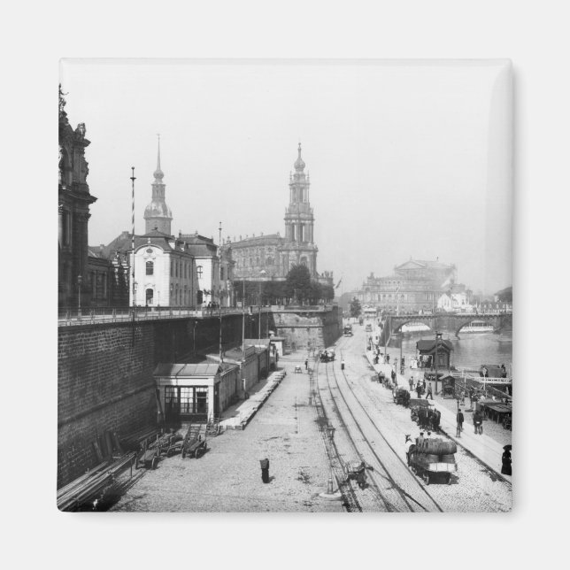 Visa Dresden från Bruehlsche Terrasse Magnet (Framsidan)