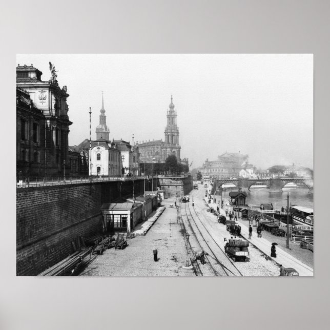 Visa Dresden från Bruehlsche Terrasse Poster (Framsidan)