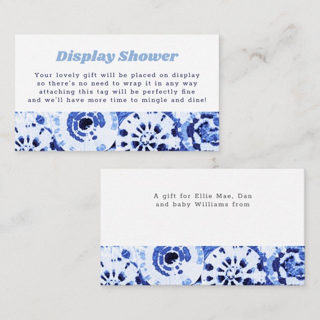 Visa dusch Ingen Wrap Tie Dye Blå Shibori Tilläggskort (Fram/baksida)