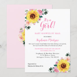 Visa efter e-post Blommigten Rosa av en ung flicka Inbjudningar