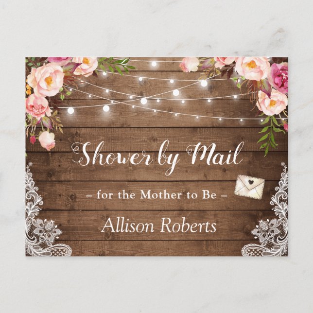 Visa efter Mail Rustic Blommigt Snöre String Ljus Vykort (Framsida)