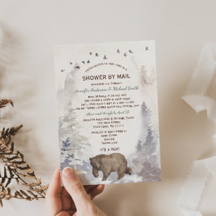 Visa efter Mail WatercolorForest Woodland Bear Bab Inbjudningar