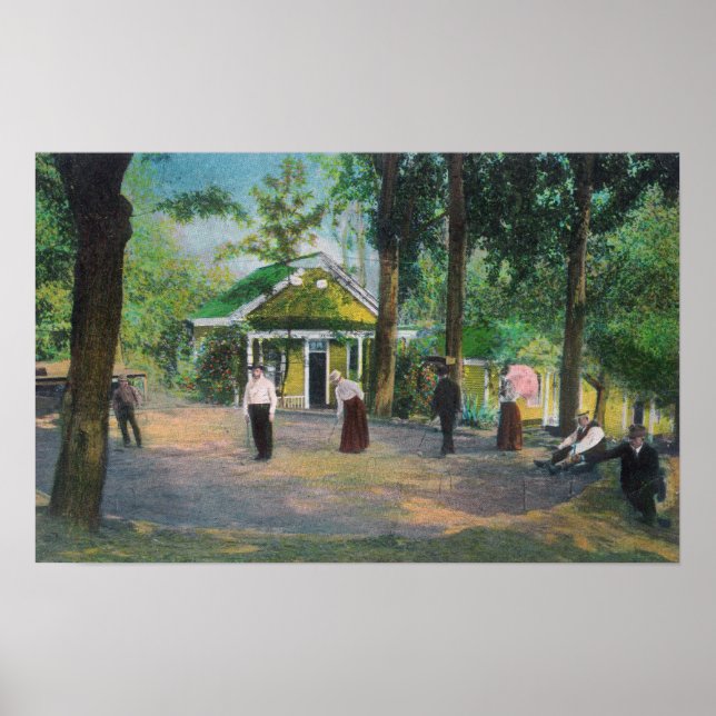 Visa en Croquet GameHarbin Vår, CA Poster (Framsidan)