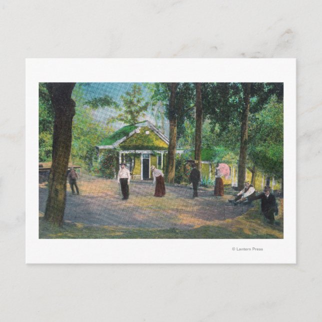 Visa en Croquet GameHarbin Vår, CA Vykort (Framsida)