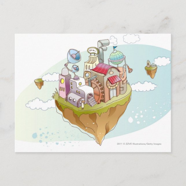 Visa en färgstark illustration av abstrakten vykort (Framsida)