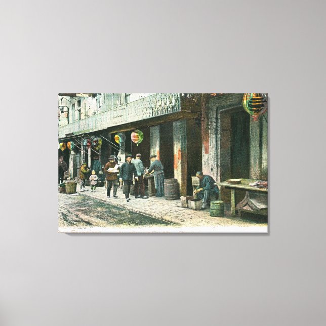 Visa en gata i fisken Alley Canvastryck (Framsida)