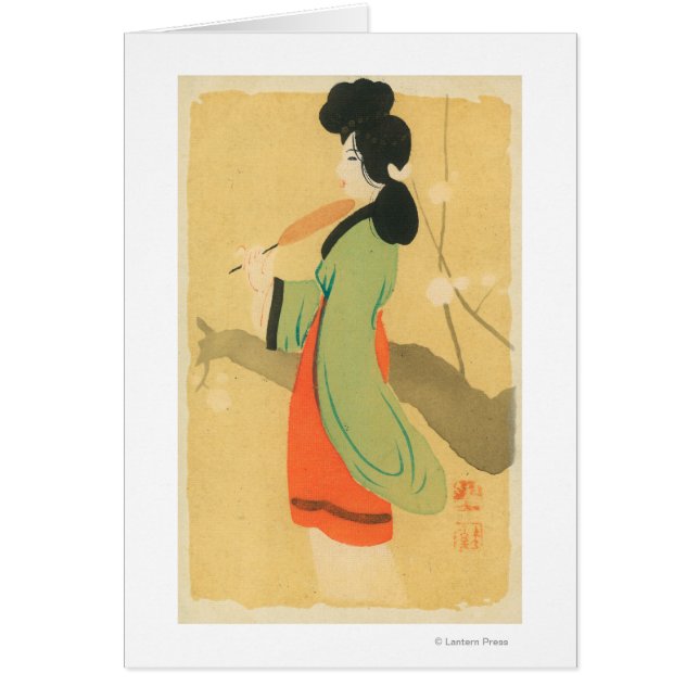 Visa en japansk kvinna i Paris, Paris, Frankrike Hälsningskort (Framsidan)