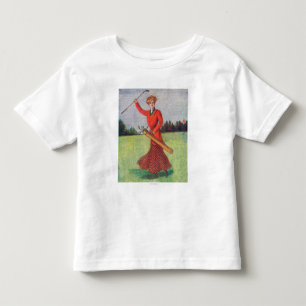 Visa en kvinna i Red Golfing T-shirt
