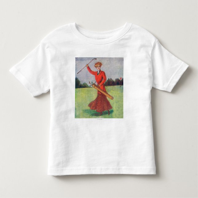 Visa en kvinna i Red Golfing T-shirt (Framsida)