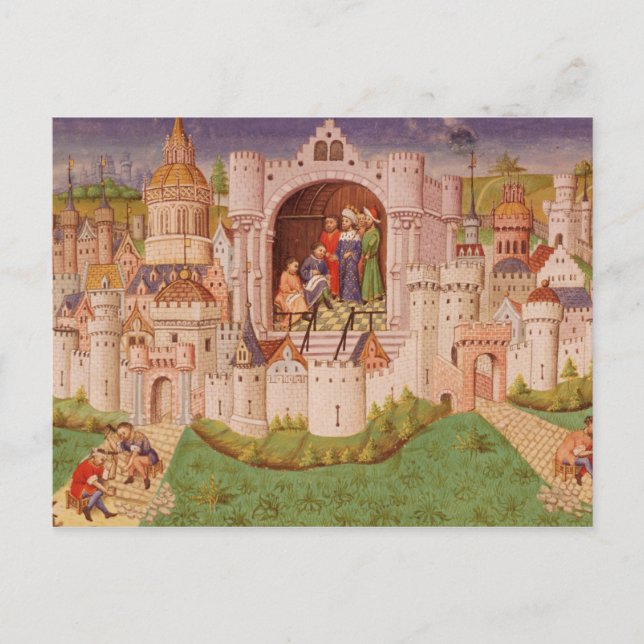 Visa en stad med arbetsbeläggning vykort (Framsida)