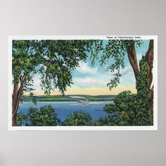 Visa en styrbåt vid Sjö Poster (Framsidan)