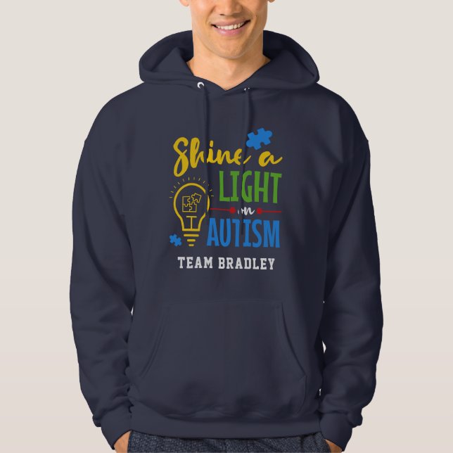 Visa ett ljus på Personligen för autism Hoodie (Framsida)