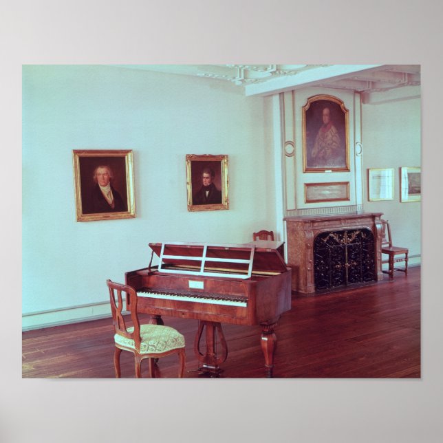 Visa ett rum med ett stort piano poster (Framsidan)