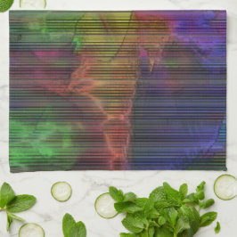 Visa färgader under deformerat rand linjer kökshandduk