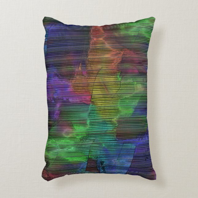 Visa färgader under deformerat rand linjer prydnadskudde (Framsidan(Vertikal))