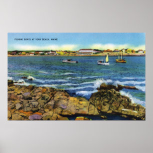 Visa fiskebåtar från York Beach Poster