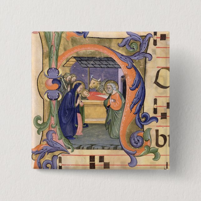 Visa "för H" för Ms 571 f.6r Historiated initialt Knapp (Framsida)