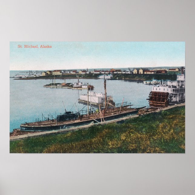 Visa Fraktaser i DockSt. Michael, AK Poster (Framsidan)