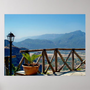 Visa från balkongen i Meteora Greece Poster