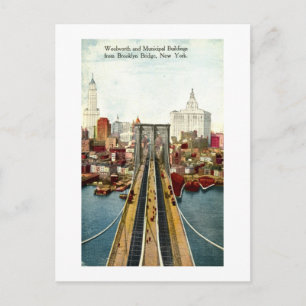 Visa från Brooklyn Bridge, NY-Vintagen Vykort