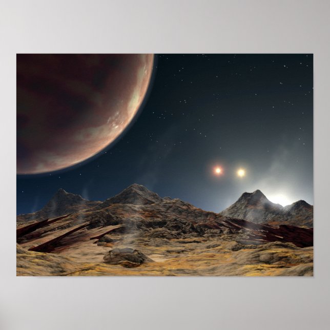 Visa från ett hypotetiskt måne i omloppsbana poster (Framsidan)