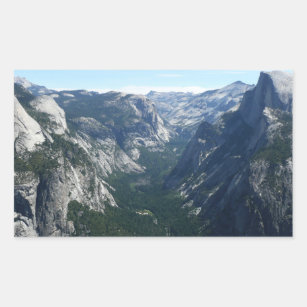 Visa från Glacier Point i Yosemite nationalpark Rektangulärt Klistermärke