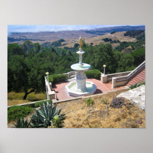 Visa från Hearst Castle, San Simeon, Kalifornien Poster