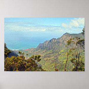 Visa från Kalalau Lookout, Kauai, Hawaii Poster