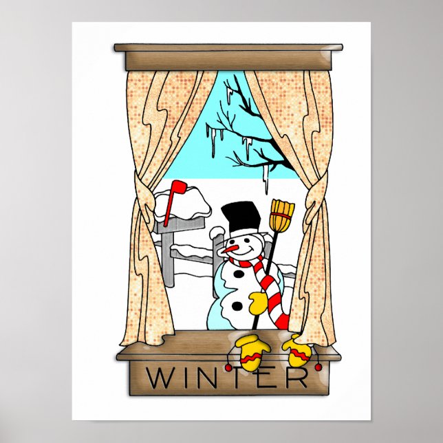 Visa från köksfönstret på vinter poster (Framsidan)