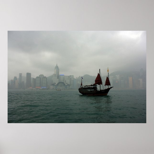 Visa från Kowloon mot Wan Chai, Hongkong Poster (Framsidan)