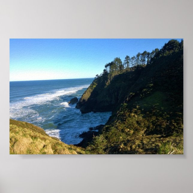 Visa från North Head Lighthouse, Washington Poster (Framsidan)