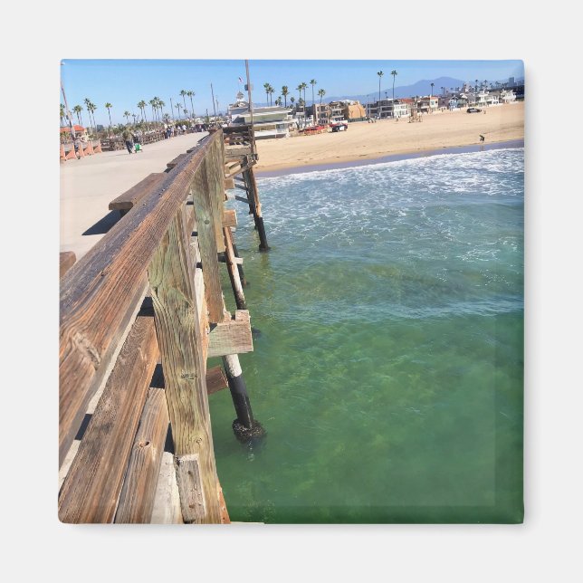 Visa från Pier, Newport Beach, Kalifornien Magnet (Framsidan)