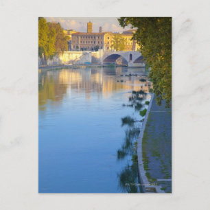 Visa från Ponte Sisto-bron i Tiber Vykort