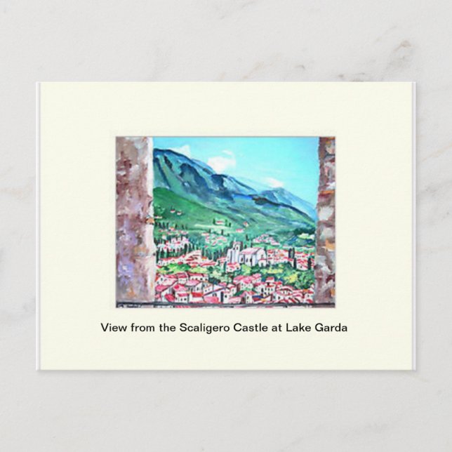Visa från Scaligero Castle vid Sjö Garda Post Vykort (Framsida)